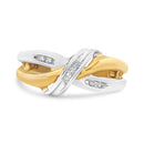 10K Yellow and White Gold 1/20 Cttw Round-Cut Diamond Bypass Ring (I2 Color, I-J Clarity)-6
