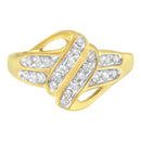 10K Yellow Gold Plated .925 Sterling Silver 1.0 Cttw Diamond Flower Cluster Open Halo Floral Ring (J-K Color, I2-I3 Clarity) - Size 6-5