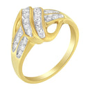 10K Yellow Gold Plated .925 Sterling Silver 1.0 Cttw Diamond Flower Cluster Open Halo Floral Ring (J-K Color, I2-I3 Clarity) - Size 6-7