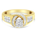 14K Two-Toned Gold Round, Baguette and Princess Cut Diamond Ring (1 1/8 Cttw, H-I Color, SI2-I1 Clarity) - Size 6-6