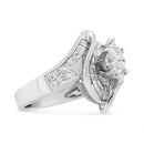 14K White Gold 1 1/4 Cttw Pie, Baguette and Princess cut Diamond Marquise Shape Engagement Cocktail Ring (H-I Color, SI2-I1 Clarity)-6