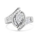 14K White Gold 1 1/4 Cttw Pie, Baguette and Princess cut Diamond Marquise Shape Engagement Cocktail Ring (H-I Color, SI2-I1 Clarity)-7