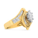 14K Yellow Gold Princess, Baguette, and Pie cut Diamond Marquise Shaped Ring (1 1/4 Cttw, G-H Color, SI1-SI2 Clarity) - Size 5-1/2-7