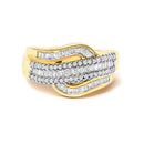 14K Yellow Gold 1.0 Cttw Diamond Wave Design Band Ring-1