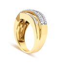 14K Yellow Gold 1.0 Cttw Diamond Wave Design Band Ring-4