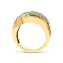 14K Yellow Gold 1.0 Cttw Diamond Wave Design Band Ring-5