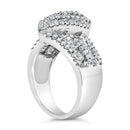 14K White Gold 1-1/2 Cttw Round and Baguette Diamond Bypass Cocktail Ring Band (H-I Color, SI1-SI2 Clarity) - Size 7-10