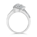 14K White Gold 1-1/2 Cttw Round and Baguette Diamond Bypass Cocktail Ring Band (H-I Color, SI1-SI2 Clarity) - Size 7-11