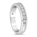 IGI Certified 1/2 Cttw Round Brilliant Cut Diamond 18K White Gold Channel Set Eternity Style Wedding Band Ring (H-I Color, I1-I2 Clarity) - Size 7-9