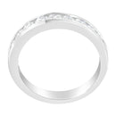 IGI Certified 1.0 Cttw Diamond 18K White Gold Channel-Set Half-Eternity Band Wedding Ring (E-F Color, I1-I2 Clarity) - Size 5-1/2-9