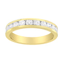 IGI Certified 18K Yellow Gold 1.0 Cttw Channel Set Round-Cut Diamond 11 Stone Anniversary/Wedding Band Ring (I-J Color, I1-I2 Clarity) - Size 9.5-8