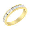 IGI Certified 18K Yellow Gold 1.0 Cttw Channel Set Round-Cut Diamond 11 Stone Anniversary/Wedding Band Ring (I-J Color, I1-I2 Clarity) - Size 9.5-9