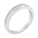 .925 Sterling Silver 1/2 Cttw Princess-Cut Diamond Channel-Set Half-Eternity Wedding or Anniversary Band Ring (H-I Color, I2 Clarity) - Size 6-7