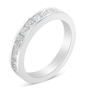 Women's 18K White Gold Princess Cut Diamond Band Ring (1 Cttw, G-H Color, SI1-SI2 Clarity) - Size 6-7