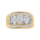 10K Yellow and White Gold 1 1/2 Cttw Pear Shaped 3 Stone Style Diamond Ring Band (H-I Color, SI1-SI2 Clarity) - Ring Size 7-8
