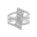 18K White Gold 1 3/4 Cttw Diamond Multi Crossover and Split Shank Cocktail Ring-1