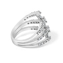18K White Gold 1 3/4 Cttw Diamond Multi Crossover and Split Shank Cocktail Ring-2