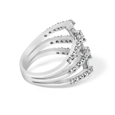 18K White Gold 1 3/4 Cttw Diamond Multi Crossover and Split Shank Cocktail Ring - 0