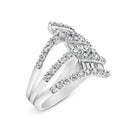 18K White Gold 1 3/4 Cttw Diamond Multi Crossover and Split Shank Cocktail Ring-3