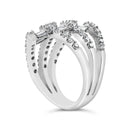 18K White Gold 1 3/4 Cttw Diamond Multi Crossover and Split Shank Cocktail Ring-4