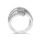 18K White Gold 1 3/4 Cttw Diamond Multi Crossover and Split Shank Cocktail Ring-5