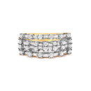 14K Yellow Gold 1.0 Cttw Round and Baguette Diamond Multi-Row Band Ring-1