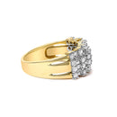 14K Yellow Gold 1.0 Cttw Round and Baguette Diamond Multi-Row Band Ring-2