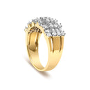14K Yellow Gold 1.0 Cttw Round and Baguette Diamond Multi-Row Band Ring-4