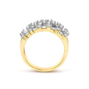 14K Yellow Gold 1.0 Cttw Round and Baguette Diamond Multi-Row Band Ring-5