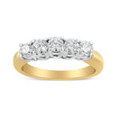 18K Yellow Gold 1.0 Cttw 4 Prong Set Round Cut Diamond Step up 5 Stone Ring Band (F-G Color, SI1-SI2 Clarity) - Size 6-4