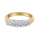 18K Yellow Gold 1.0 Cttw 4 Prong Set Round Cut Diamond Step up 5 Stone Ring Band (F-G Color, SI1-SI2 Clarity) - Size 6-5