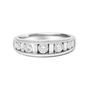14K White Gold Alternating 1.0 Cttw Round and Baguette Diamond Channel Band Ring-1