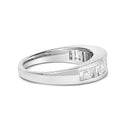 14K White Gold Alternating 1.0 Cttw Round and Baguette Diamond Channel Band Ring-2
