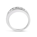 14K White Gold Alternating 1.0 Cttw Round and Baguette Diamond Channel Band Ring-5