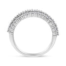 14K White Gold 1.0 Cttw Prong Set Round Diamond Split Shank Three Row Band Ring (H-I Color, I2-I3 Clarity) - Size 6-8