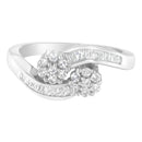 14K White Gold Round and Baguette Diamond Bypass Ring (1/2 cttw, H-I Color, I1-I2 Clarity) - Ring Size 6-8