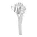 14K White Gold Round and Baguette Diamond Bypass Ring (1/2 cttw, H-I Color, I1-I2 Clarity) - Ring Size 6-10