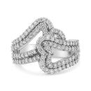 14K White Gold 1 1/2 Cttw Diamond Open Double Heart Bypass Ring Band (H-I Color, VS1-VS2 Clarity) - Ring Size 7-5