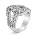 14K White Gold 1 1/2 Cttw Diamond Open Double Heart Bypass Ring Band (H-I Color, VS1-VS2 Clarity) - Ring Size 7-7