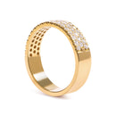 14K Yellow Gold Pave Set 3/4 cttw Multi Row Diamond Band Ring  (H-I Color, SI2-I1 Clarity) - Size 7-6