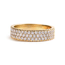 14K Yellow Gold Pave Set 3/4 cttw Multi Row Diamond Band Ring  (H-I Color, SI2-I1 Clarity) - Size 7-7
