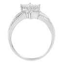 10K White Gold 1/3 Cttw Princess and Baguette Cut Diamond Bypass Style Cocktail Ring (I-J Color, I1-I2 Clarity) - Size 4-9
