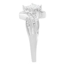 10K White Gold 1/3 Cttw Princess and Baguette Cut Diamond Bypass Style Cocktail Ring (I-J Color, I1-I2 Clarity) - Size 4-10