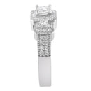 14K White Gold Round and Princess-Cut Diamond Three Stone Ring (1 Cttw, H-I Color, I1-I2 Clarity) - Size 7-10