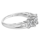 10K White Gold 1/2 Cttw Brilliant & Baguette Cut Diamond 3 Stone Design with 3 Square Clusters Engagement Ring (H-I Color, SI2-I1 Clarity) - Size 6-3/4-6