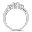 10K White Gold 1/2 Cttw Brilliant & Baguette Cut Diamond 3 Stone Design with 3 Square Clusters Engagement Ring (H-I Color, SI2-I1 Clarity) - Size 6-3/4-9