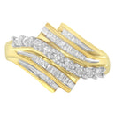10K Yellow Gold Round and Baguette Diamond-Cut Ring (1/2 Cttw, I-J Color, I1-I2 Clarity) - Size 7-6
