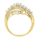 10K Yellow Gold Round and Baguette Diamond-Cut Ring (1/2 Cttw, I-J Color, I1-I2 Clarity) - Size 7-9