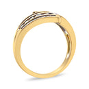 10K Yellow Gold 1 Cttw Round and Baguette-Cut Diamond Multi Row Bypass Ring Band (H-I Color, I1-I2 Clarity) - Ring Size 7-11