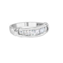 .925 Sterling Silver 1/2 Cttw Baguette Cut Diamond Channel Set X-Station Wedding Ring (H-I Color, I1-I2 Clarity) - Size 6-1/2-6